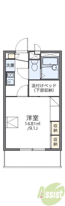 レオパレス多田2(1K/3階)の間取り写真