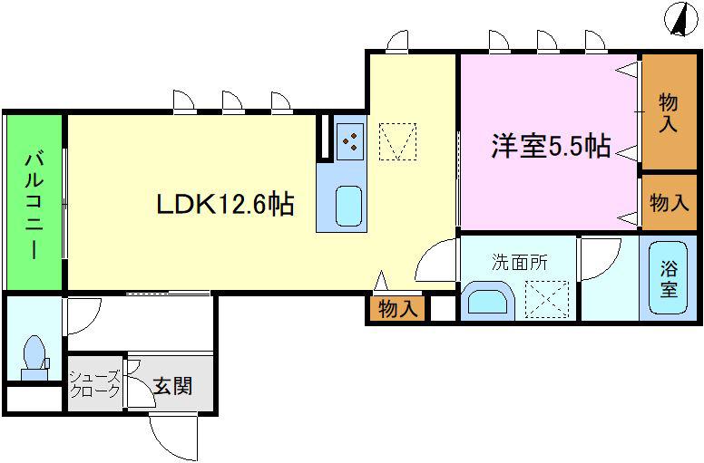 ルルアベル桂(1LDK/1階)の間取り写真