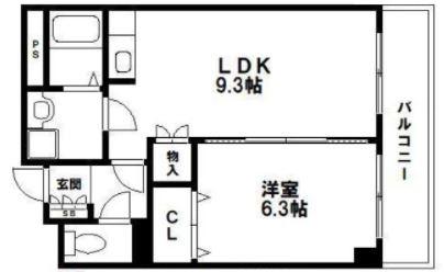 センタービレッジ本町(1LDK/8階)の間取り写真