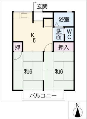 ロイヤルスズキ(2K/1階)の間取り写真