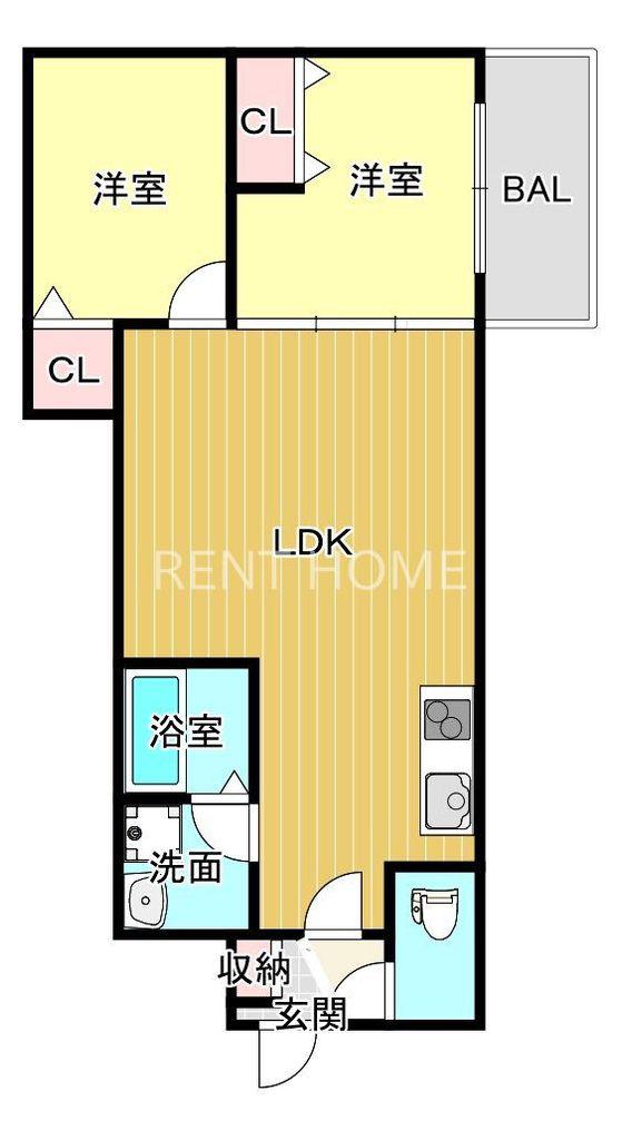D PORTA GRANZ(2LDK/3階)の間取り写真