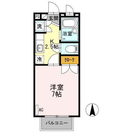 フラットコートA(1K/1階)の間取り写真