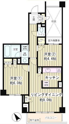 ピュアステージ千歳船橋(2LDK/3階)の間取り写真