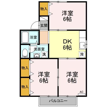 セジュール泉(3DK/2階)の間取り写真
