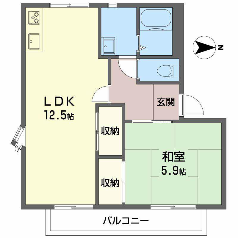 ツインハイム(1LDK/2階)の間取り写真