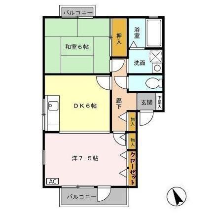グリーンエステート21C(2DK/1階)の間取り写真
