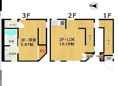 フルール旗の台(1LDK/2階)の間取り写真