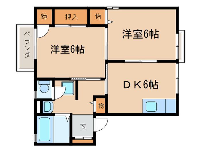 コーポ野路3(2DK/1階)の間取り写真