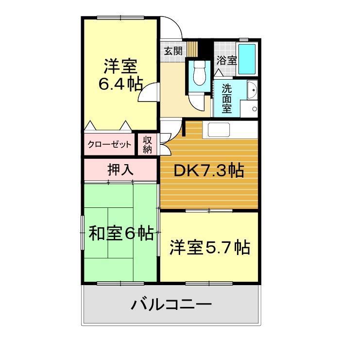 グレイスM(3DK/2階)の間取り写真