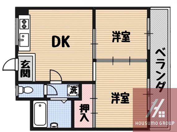 太平杭全(2DK/8階)の間取り写真