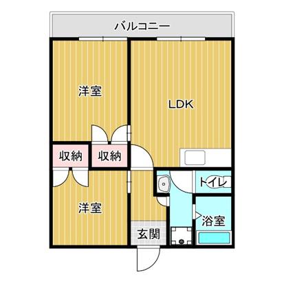 コーポラス田主丸II(2LDK/2階)の間取り写真