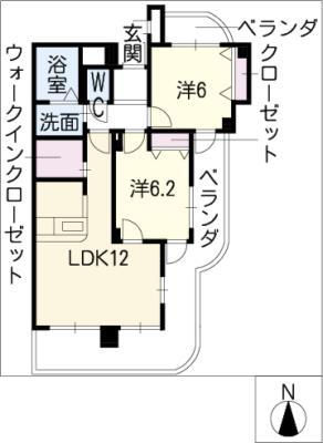 アネックス稲沢駅前(2LDK/7階)の間取り写真