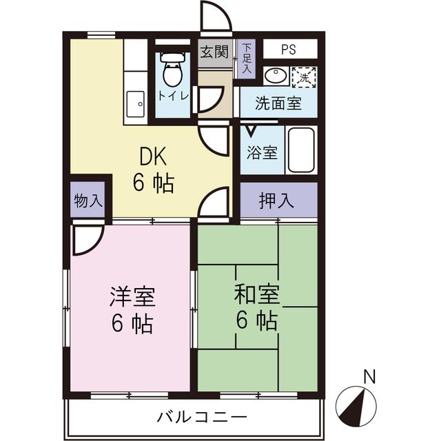 プランドール島田A(2DK/2階)の間取り写真