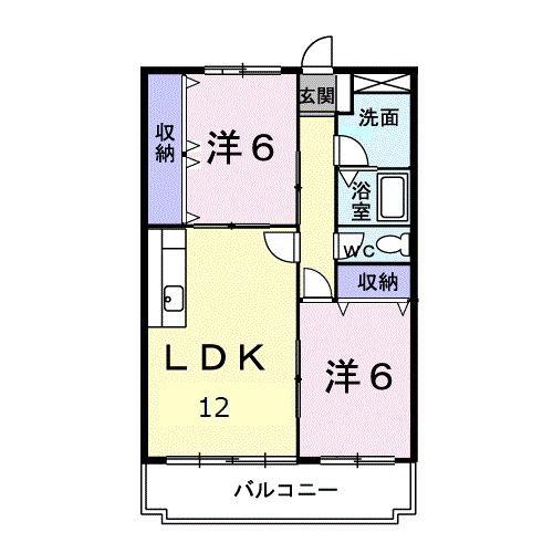 サニーヒル上土戸(2LDK/2階)の間取り写真