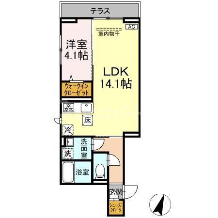 D-SOLACE祐光 A(1LDK/1階)の間取り写真