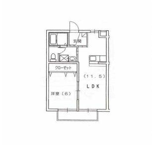 グリーンリーフ(1LDK/1階)の間取り写真
