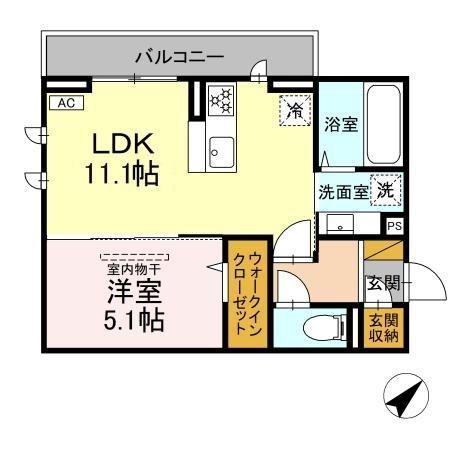 D-ROOM君塚IA(1LDK/2階)の間取り写真