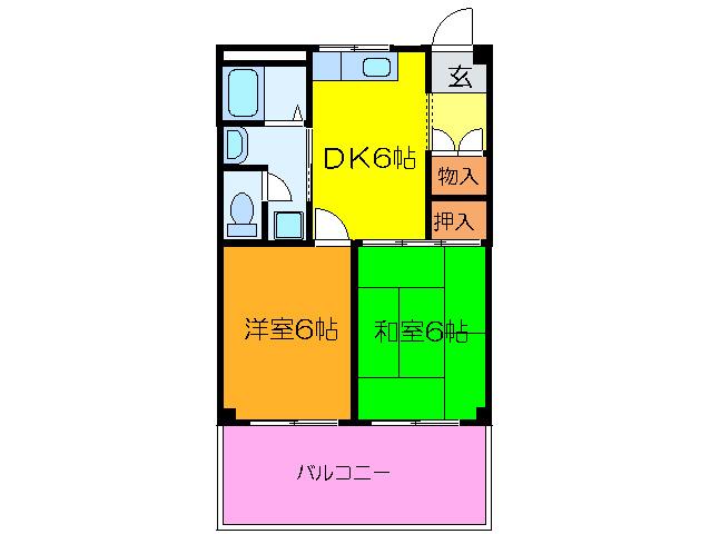 シティコート本町(2DK/2階)の間取り写真