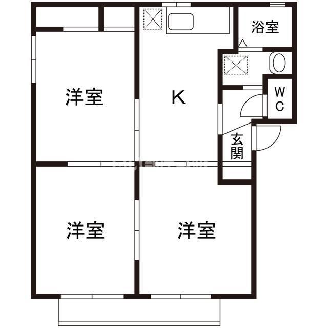 サンヒルズ A棟(3DK/1階)の間取り写真