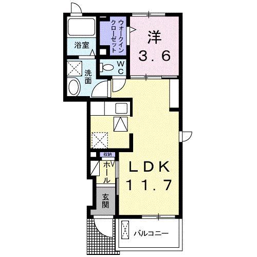 カナイB(1LDK/1階)の間取り写真