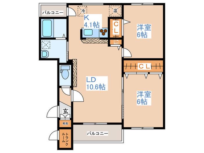 ハーモニー(2LDK/4階)の間取り写真