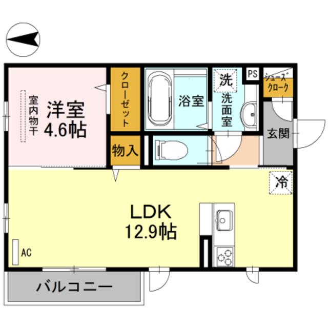 コンフォートキューブ(1LDK/2階)の間取り写真