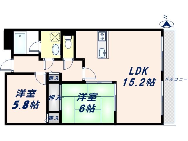 カーサリーヴァ(2LDK/3階)の間取り写真