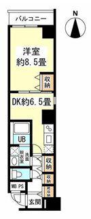プルミエール南本町(1DK/6階)の間取り写真