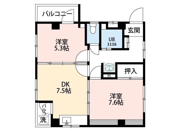 HANAWAビル(2DK/3階)の間取り写真
