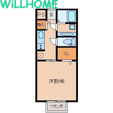 D-ROOM N.大谷(1K/2階)の間取り写真