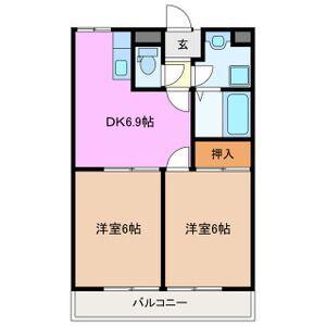 ミルフィーユ(2DK/2階)の間取り写真