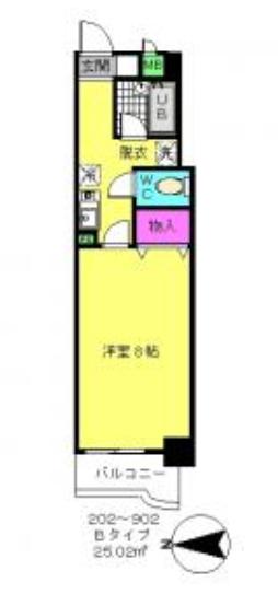 ソフィアコート(1K/8階)の間取り写真