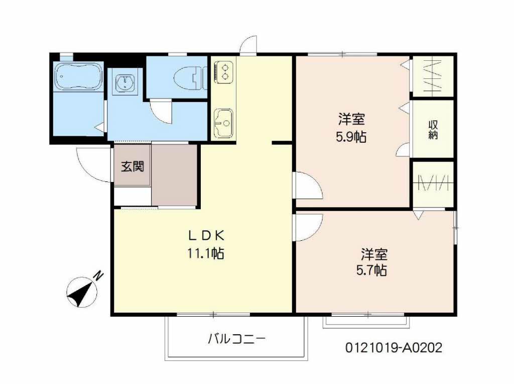 ファミールN (2LDK/2階)の間取り写真