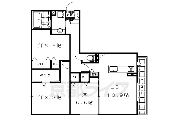 コルヌコピア(3LDK/3階)の間取り写真