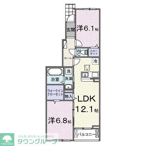 フランシーズコート行田(2LDK/1階)の間取り写真