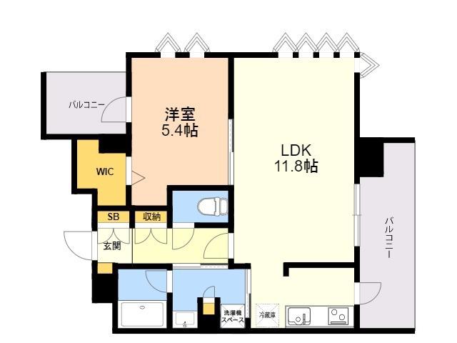 エンクレスト天神LINK(1LDK/8階)の間取り写真