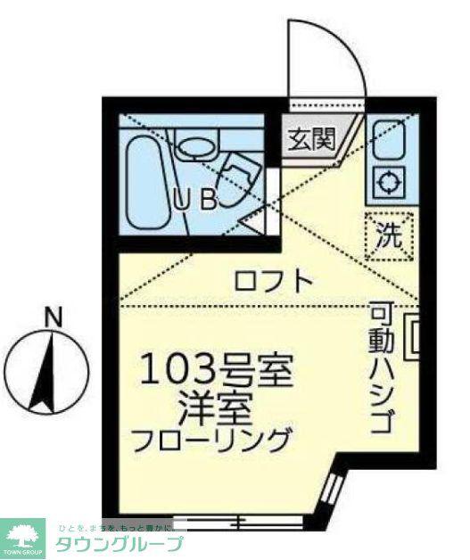 ユナイトKOKANエルリンガー(ワンルーム/1階)の間取り写真