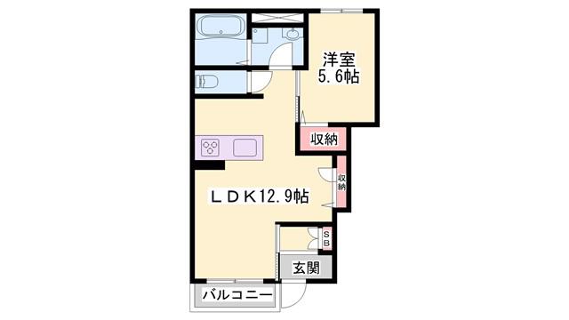 FLEUR DE LIEN II(1LDK/1階)の間取り写真