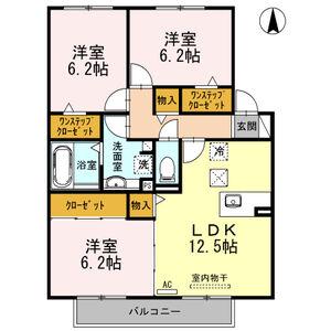 プランドール A棟(3LDK/1階)の間取り写真