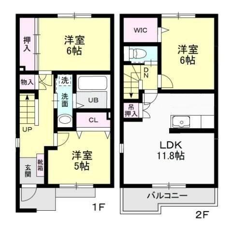 ウエスト HOUSE RICH(3LDK/1階)の間取り写真