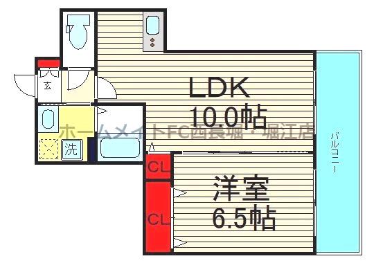 ルミエール難波(1LDK/6階)の間取り写真