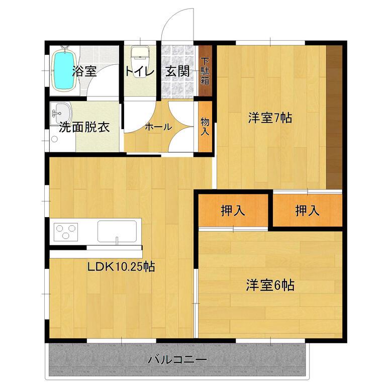 パークビュー(2LDK/2階)の間取り写真