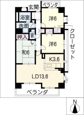 グレイス覚王山(3LDK/4階)の間取り写真