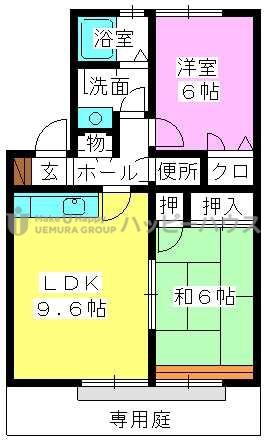 アムール8(2LDK/1階)の間取り写真