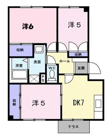タウンヒルズN(3DK/1階)の間取り写真