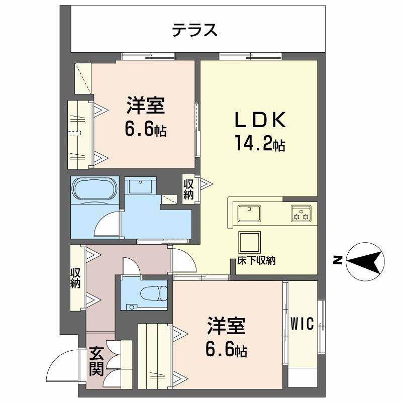 フォレストIII(2LDK/1階)の間取り写真