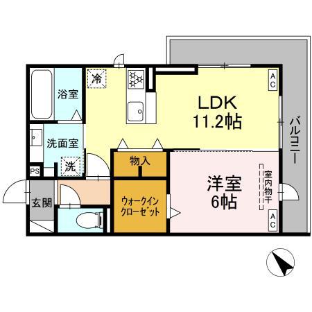 DーROOM鵜沼東町(1LDK/3階)の間取り写真