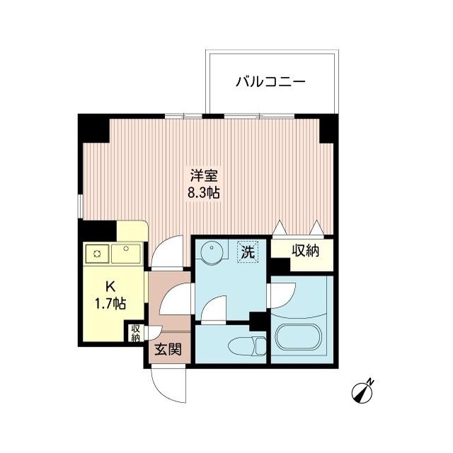ルボラパン行人坂(1K/2階)の間取り写真
