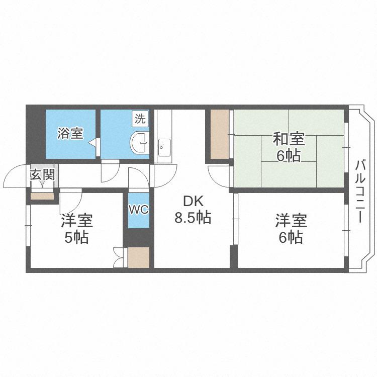 グローリアス金岡A(3LDK/2階)の間取り写真