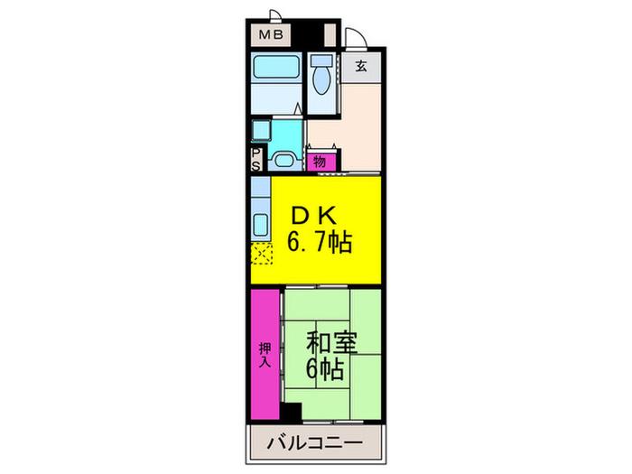 パルコ服部(1DK/1階)の間取り写真